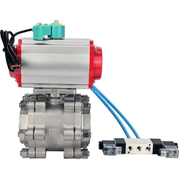 Кран шаровой BV3232P(3pc)-FP-SW-ISO-H Ду40 Ру63 полнопроходной, корпус - нержавеющая сталь SS316, под приварку, с пневмоприводом PA-SA-105, пневмораспределителем 4V320-10 AC220V, магнитным переключателем ALS200D