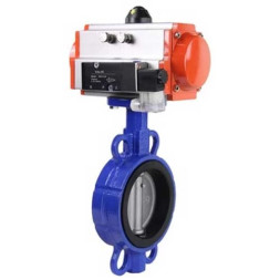 Затвор дисковый поворотный WBV1432E-2W-Fb-H Ду125 Ру16 межфланцевый, корпус - чугун GGG50, диск - нержавеющая сталь 316L, уплотнение - EPDM, с пневмоприводом PA-DA-083, пневмораспределителем 4M320-08 AC220V