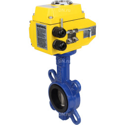 Затвор дисковый поворотный WBV1432E-2W-Fb-H Ду125 Ру16, корпус - чугун GGG50, диск - нержавеющая сталь 316L, уплотнение - EPDM, с электроприводом QT-N-010EM-O1-380VAC-У1 380В