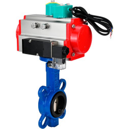 Затвор дисковый поворотный WBV1413E-2W-Fb-H Ду150 Ру16 корпус - чугун GGG50, диск - чугун GGG40, уплотнение - EPDM, с пневмоприводом PA-DA-105, пневмораспределителем 4M310-08 AC220V и магнитным переключателем ALS200D