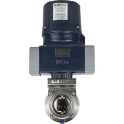 Затвор дисковый поворотный WBV3131E-2W-T-H Ду80 Ру10 резьбовой, корпус - пищевая нержавеющая сталь AISI 304, диск - нержавеющая сталь AISI 304, уплотнение - EPDM, с электроприводом четвертьоборотным QTSA-N-003EM-O0-220VAC с пружинным возвратом