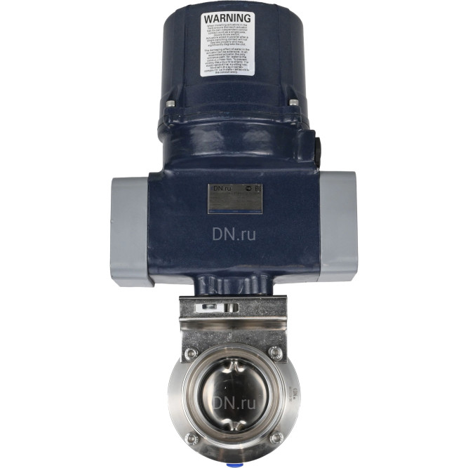 Затвор дисковый поворотный WBV3131E-2W-T-H Ду80 Ру10 резьбовой, корпус - пищевая нержавеющая сталь AISI 304, диск - нержавеющая сталь AISI 304, уплотнение - EPDM, с электроприводом четвертьоборотным QTSA-N-003EM-O0-220VAC с пружинным возвратом