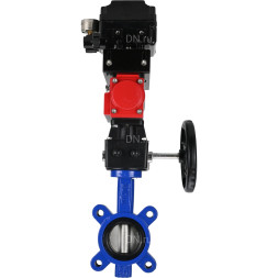 Затвор дисковый поворотный WBV1631E-2W-Fb-H Ду50 Ру16 LUG корпус - чугун QT450, диск - нержавеющая сталь 304, уплотнение - EPDM, с пневмоприводом PA-DA-065, редуктором MON1-250-T26-ISO и позиционером YT-1000RSN без обратной связи