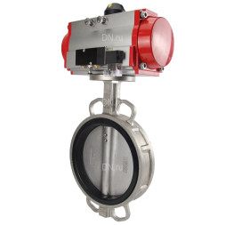 Затвор дисковый поворотный WBV3232E-2W-Fb-H Ду300 Ру16, корпус - нержавеющая сталь 316L, диск - нержавеющая сталь 316L, уплотнение - EPDM, с пневмоприводом PA-SA-210 и пневмораспределителем 4M310-08 AC220V