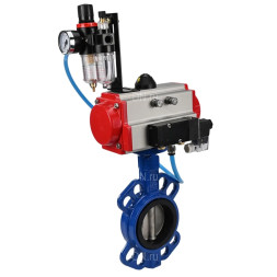 Затвор дисковый поворотный WBV1413E-2W-Fb-H Ду150 Ру16, корпус - чугун GGG50, диск - чугун GGG40, уплотнение - EPDM, с пневмоприводом PA-DA-105 двойного действия, пневмораспределителем 4M310-08 AC220V, БПВ AFC2000