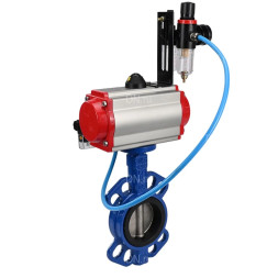 Затвор дисковый поворотный WBV1413E-2W-Fb-H Ду150 Ру16, корпус - чугун GGG50, диск - чугун GGG40, уплотнение - EPDM, с пневмоприводом PA-DA-105 двойного действия, пневмораспределителем 4M310-08 AC220V, БПВ AFC2000
