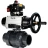 Кран шаровой BV4242E-FP-GRM-ISO Дн32 Ру10 полнопроходной, корпус - НПВХ, шар - НПВХ, уплотнение - EPDM, с пневмоприводом PA-DA-105-1, пневмораспределителем 4M310-08 AC220V и БКВ APL-410N EX