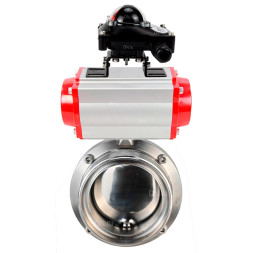 Затвор дисковый поворотный WBV3131E-2W-T-H Ду15 Ру10 резьбовой, пищевая нержавеющая сталь 304, уплотнение – EPDM, с пневмоприводом PA-DA-065 и БКВ APL-210N