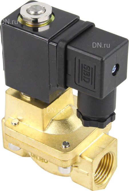 Клапан электромагнитный VS400-ET-NC-220VAC 1/2″ Ду15 Ру16, соленоидный двухходовой, корпус - латунь, уплотнение - EPDM, резьбовой, нормально-закрытый, пилотный, катушка - 220В