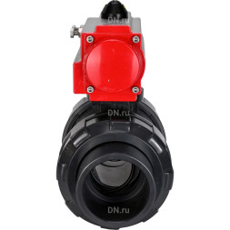 Кран шаровой BV4242E-FP-GRM-ISO Дн65 Ру10 полнопроходной, корпус - НПВХ, шар - НПВХ, уплотнение - EPDM, с пневмоприводом PA-SA-065 с возвратными пружинами