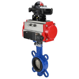 Затвор дисковый поворотный WBV1432N-2W-Fb-H Ду50 Ру16, корпус - чугун GGG50, диск - нержавеющая сталь 316L, уплотнение - NBR, с пневмоприводом PA-SA-083 с возвратными пружинами, пневмораспределителем 4M310-08 DC24V, БКВ APL-210N