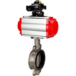 Затвор дисковый поворотный WBV3131N-2W-Fb-H Ду125 Ру16, корпус - нержавеющая сталь 304, диск - нержавеющая сталь 304, уплотнение - NBR, с пневмоприводом PA-SA-140 и БКВ APL-210N