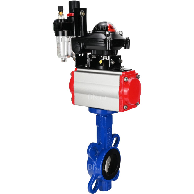 Затвор дисковый поворотный WBV1432N-2W-Fb-H Ду200 Ру16, корпус - чугун GGG50, диск - нержавеющая сталь 316L, уплотнение - NBR, с пневмоприводом PA-DA-130, пневмораспределителем 4M310-08 DC24V, БКВ APL-210N, БПВ AFC2000