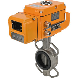 Затвор дисковый поворотный WBV3232V-2W-Fb-H Ду200 Ру16, корпус - нержавеющая сталь 316L, диск - нержавеющая сталь 316L, уплотнение - Viton, с электроприводом QT-N-030EM-B1-220VAC-У1 DAR (0-10В)