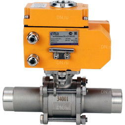 Кран шаровой BV3131P(3pc)-FP-W-ISO-H LONG Ду150 Ру16 полнопроходной, корпус - нержавеющая сталь 304, уплотнение - PTFE, под приварку, с электроприводом QT-N-040EM-O1-24VDC-У1