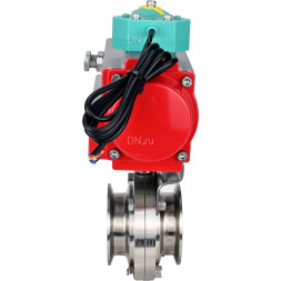 Затвор дисковый поворотный кламповый WBV3131E-2W-C-H Ду80 Ру10 корпус - пищевая нержавеющая сталь 304, уплотнение - EPDM, с пневмоприводом PA-DA-052 и магнитным переключателем ALS200D
