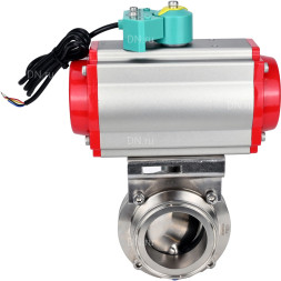 Затвор дисковый поворотный кламповый WBV3131E-2W-C-H Ду80 Ру10 корпус - пищевая нержавеющая сталь 304, уплотнение - EPDM, с пневмоприводом PA-DA-052 и магнитным переключателем ALS200D