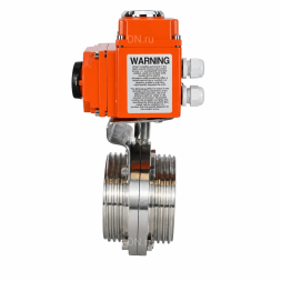 Затвор дисковый поворотный WBV3131E-2W-T-H Ду20 Ру10 резьбовой, корпус - пищевая нержавеющая сталь 304, уплотнение - EPDM, с электроприводом QT-N-003EM-O1-24VDC-У1 HARK