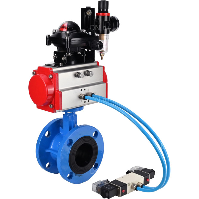 Затвор дисковый поворотный WBV1313E-2W-F-H Ду65 Ру16 фланцевый, корпус - чугун GGG40, диск - чугун GGG40, EPDM, с пневмоприводом PA-DA-105, пневмораспределителем 4V320-10 AC220V, БКВ APL-210N и БПВ AFC2000