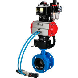 Затвор дисковый поворотный WBV1313E-2W-F-H Ду50 Ру16, корпус - чугун GGG40, диск - чугун GGG40, EPDM, с пневмоприводом PA-DA-105, пневмораспределителем 4M320-08 AC220V, ручным дублером MON1-250-T26-ISO, БКВ APL-510N EX и БПВ AFC2000