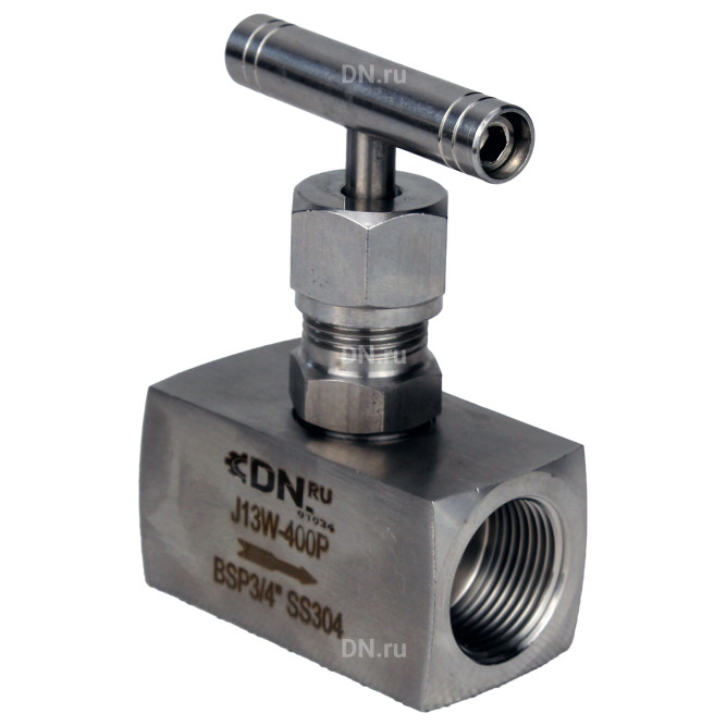 Клапан игольчатый VN3131M-T-Ht 1/2″ Ду15 Ру400 резьбовой, корпус - нержавеющая сталь 304, уплотнение - металл, с Т-образной рукояткой