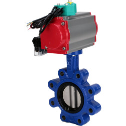 Затвор дисковый поворотный WBV1631N-2W-Fb-H Ду65 Ру16 LUG корпус - чугун QT450, диск - нержавеющая сталь 304, уплотнение - NBR, с пневмоприводом PA-DA-065, пневмораспределителем 4M310-08 DC24V и магнитным переключателем ALS200D