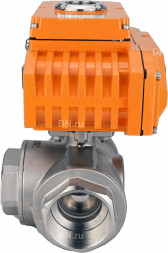 Кран шаровой BV3232P(4pc)-SP-3WT-T-ISO-H Ду100 Ру40 стандартнопроходной T-тип, трехходовой, нержавеющая сталь, внутренняя резьба, уплотнение - PTFE, с эл. приводом E34-N-010EM-O1-220VAC-У1