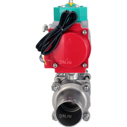 Кран шаровой BV3131P(3pc)-FP-W-ISO-H LONG Ду25 Ру63 полнопроходной, корпус - нержавеющая сталь 304, уплотнение - PTFE, под приварку, с пневмоприводом PA-DA-083 и магнитным переключателем ALS200D