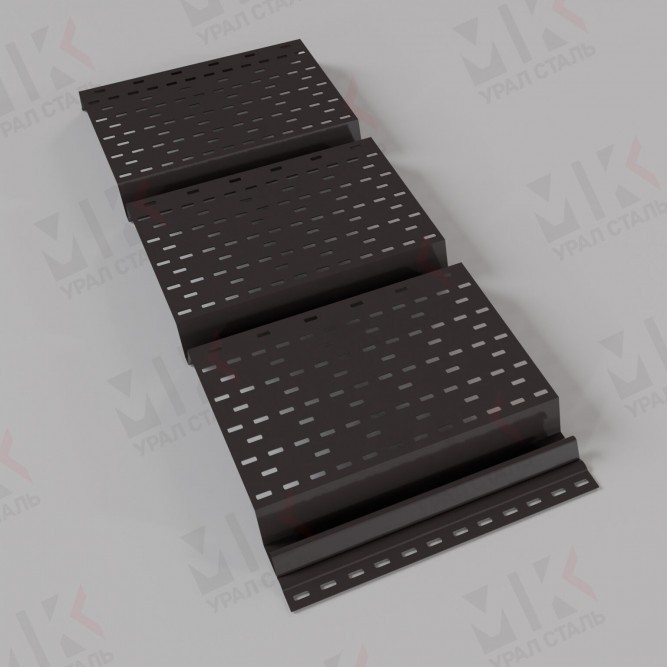 Софит металлический перфорированный 0,5 мм GreenCoat Pural BT, matt RAL 8019 серо-коричневый