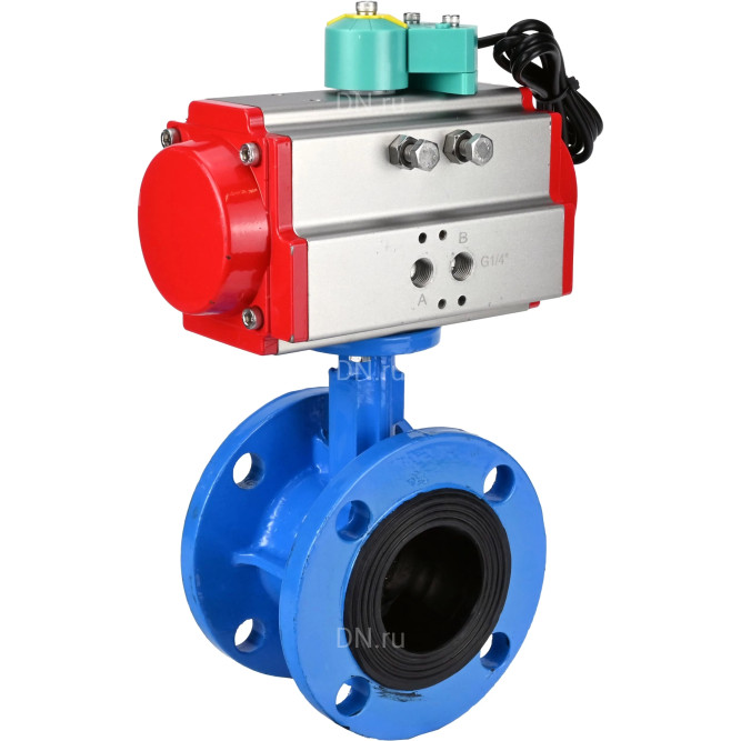 Затвор дисковый поворотный WBV1313E-2W-F-H Ду80 Ру16 фланцевый, корпус - чугун GGG40, диск - чугун GGG40, уплотнение - EPDM, с пневмоприводом PA-DA-105 и магнитным переключателем ALS200D