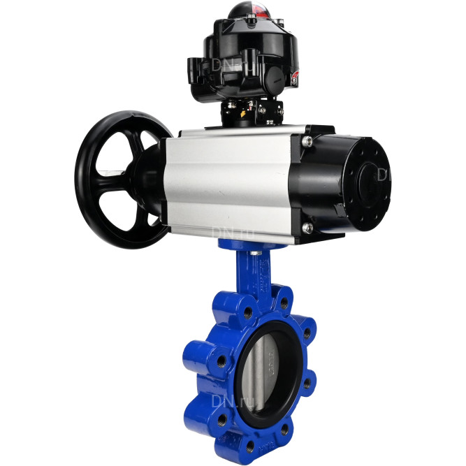 Затвор дисковый поворотный WBV1631E-2W-Fb-H Ду150 Ру16 LUG корпус - чугун QT450, диск - нержавеющая сталь 304, уплотнение - EPDM, с пневмоприводом PA-DA-105-1, пневмораспределителем 4M310-08 DC24V и БКВ APL-510N EX