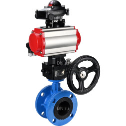 Затвор дисковый поворотный WBV1313E-2W-F-H Ду200 Ру16 фланцевый, корпус - чугун GGG40, диск - чугун GGG40, EPDM, с пневмоприводом PA-DA-140, пневмораспределителем 4M310-08 AC220V, БКВ APL-210N и ручным дублером MON2-450-T28-ISO
