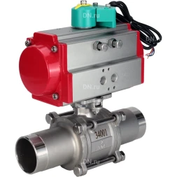 Кран шаровой BV3131P(3pc)-FP-W-ISO-H LONG Ду50 Ру40 полнопроходной, корпус - нержавеющая сталь 304, уплотнение - PTFE, под приварку, с пневмоприводом PA-DA-083 и магнитным переключателем ALS200D