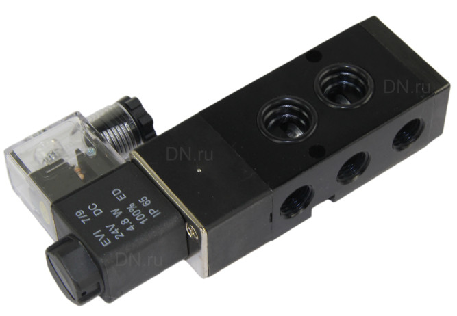 Пневмораспределитель 4M310-08 DC24V 1/4″ моностабильный, пятиканальный, для четвертьоборотных пневмоприводов (на корпус)