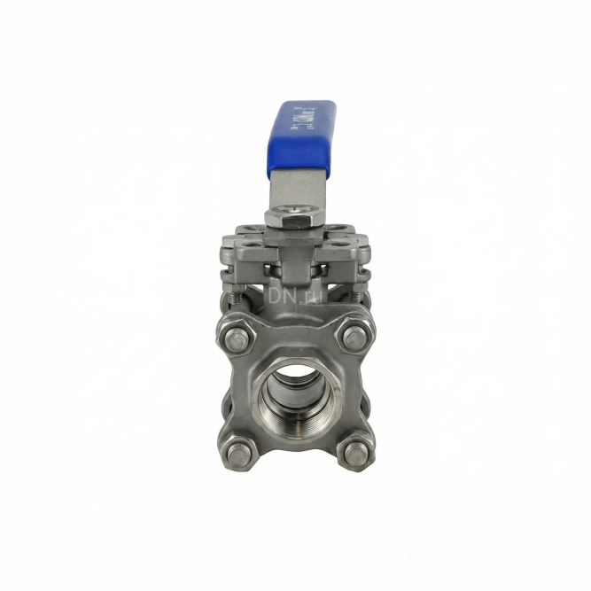 Кран шаровой BV3232P(3pc)-FP-T-ISO-H 4″ Ду100 Ру25 полнопроходной, нержавеющая сталь AISI 316, резьбовой, с ISO фланцем и рукояткой