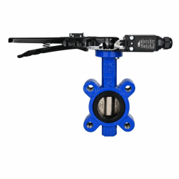 Затвор дисковый поворотный WBV1616E-2W-Fb-H Ду80 Ру16 LUG межфланцевый, корпус - чугун QT450, диск - чугун QT450, уплотнение - EPDM, с рукояткой и двумя концевыми датчиками LS-103 250В