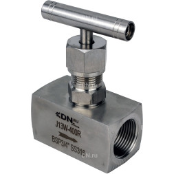 Клапан игольчатый VN3232M-T-Ht 1/4″ Ду8 Ру400 резьбовой, корпус - нержавеющая сталь 316, уплотнение - металл, с Т-образной рукояткой