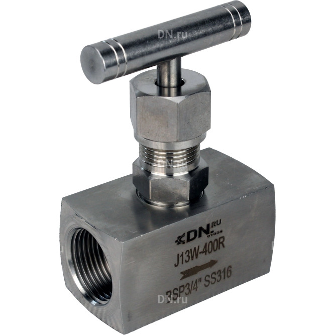 Клапан игольчатый VN3232M-T-Ht 1/4″ Ду8 Ру400 резьбовой, корпус - нержавеющая сталь 316, уплотнение - металл, с Т-образной рукояткой