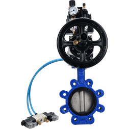 Затвор дисковый поворотный WBV1631E-2W-Fb-H Ду125 Ру16 LUG корпус - чугун QT450, диск - нержавеющая сталь 304, уплотнение - EPDM, с пневмоприводом PA-DA-105-1, пневмораспределителем 4V320-08 AC220V, БКВ APL-410N EX и БПВ AFC2000