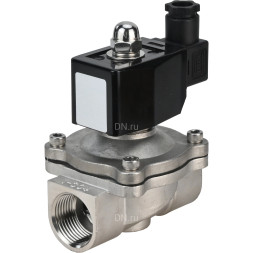 Клапан электромагнитный VS331-NT-NO-220VAC 3/8″ Ду10 Ру10, соленоидный двухходовой, корпус - нержавеющая сталь 304, уплотнение - NBR, резьбовой, нормально-открытый, прямого действия, катушка - 220В