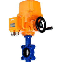 Затвор дисковый поворотный WBV1631E-2W-Fb-H Ду150 Ру16 LUG межфланцевый, корпус - чугун QT450, диск - нержавеющая сталь 304, уплотнение - EPDM, с электроприводом QT-EX-020EM-O2-220VAC-У1 220В