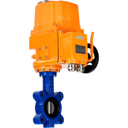 Затвор дисковый поворотный WBV1631E-2W-Fb-H Ду150 Ру16 LUG межфланцевый, корпус - чугун QT450, диск - нержавеющая сталь 304, уплотнение - EPDM, с электроприводом QT-EX-020EM-O2-220VAC-У1 220В