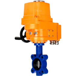 Затвор дисковый поворотный WBV1631E-2W-Fb-H Ду150 Ру16 LUG межфланцевый, корпус - чугун QT450, диск - нержавеющая сталь 304, уплотнение - EPDM, с электроприводом QT-EX-020EM-O2-220VAC-У1 220В