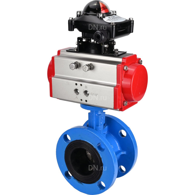 Затвор дисковый поворотный WBV1313E-2W-F-H Ду200 Ру16 фланцевый, корпус - чугун GGG40, диск - чугун GGG40, уплотнение - EPDM, с пневмоприводом PA-DA-140 и БКВ APL-210N