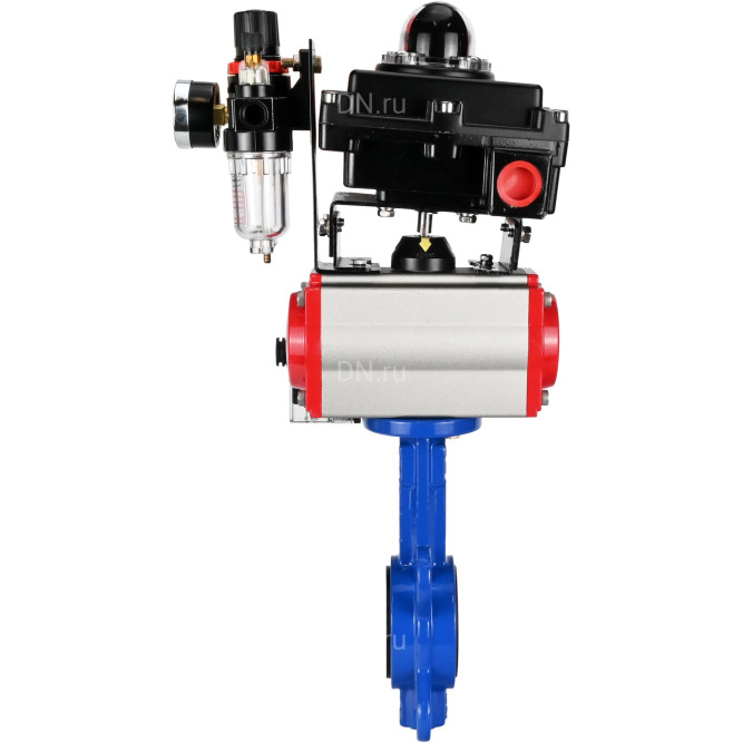 Затвор дисковый поворотный WBV1132N-2W-Fb-H Ду125 Ру16, корпус - чугун GG25, диск - нержавеющая сталь 316L, уплотнение - NBR, с пневмоприводом PA-DA-105, пневмораспределителем 4M310-08 AC220V, БКВ APL-410N EX, БПВ AFC2000