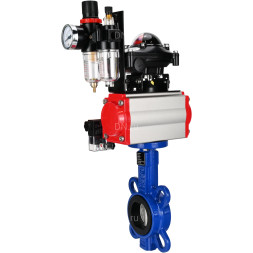 Затвор дисковый поворотный WBV1432N-2W-Fb-H Ду250 Ру16, корпус - чугун GGG50, диск - нержавеющая сталь 316L, уплотнение - NBR, с пневмоприводом PA-SA-210, пневмораспределителем 4M310-08 AC220V, БКВ APL-210N, БПВ AFC2000