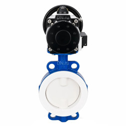 Затвор дисковый поворотный WBV3434Pf-2W-Fb-R Ду150 Ру16, корпус - углеродистая сталь WCB, диск - углеродистая сталь WCB, футерованный PTFE, уплотнение - PTFE, с пневмоприводом PA-DA-105-1 и пневмораспределителем 4M310-08 DC24V