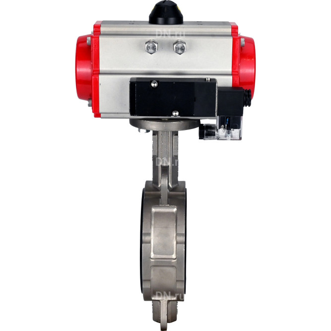 Затвор дисковый поворотный WBV3232N-2W-Fb-H Ду65 Ру16, корпус - нержавеющая сталь 316L, диск - нержавеющая сталь 316L, уплотнение - NBR, с пневмоприводом PA-SA-105 и пневмораспределителем 4M310-08 AC220V