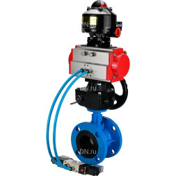 Затвор дисковый поворотный WBV1313E-2W-F-H Ду150 Ру16, корпус - чугун GGG40, диск - чугун GGG40, уплотнение - EPDM, с пневмоприводом PA-DA-130, пневмораспределителем 4M320-10 AC220V, ручным дублером MON1-250-T26-ISO и БКВ APL-510N EX