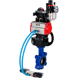 Затвор дисковый поворотный WBV1616N-2W-Fb-H Ду125 Ру16 LUG, корпус - чугун, диск - чугун, уплотнение - NBR, с пневмоприводом PA-DA-105, пневмораспределителем 4M320-08 AC220V, ручным дублером MON3-700-T38-ISO, БКВ APL-210N и БПВ AFC2000